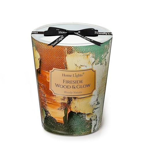 HomeLights 1-Wick Candles for Home Scented - 6.7oz Soy Wax Blend Candle Long-Lasting Fragrance, Industrial Chic Home Decor and Housewarming Gifts, Fireside Wood & Glow - color: Fireside Wood & Glow