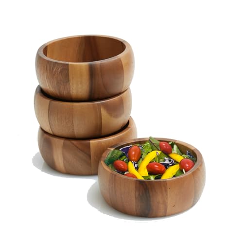 Woodard & Charles Acacia Wood Large Ind. Salad Bowls, 6.5" x 2.5", 24 Pack | Wood Individual Serving Bowls for Salad, Snacks, Fruit, Nuts, Candy, Chips and More. Ideal for Catering, Parties and Events - size: Acacia Wood Individual Bowls-*Pack of 24 Bowls