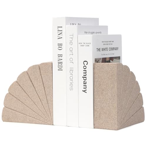 Resin Book Ends for Shelves, Decorative Bookends for Heavy Books | Modern Decorative Book Holder for Living Room, Book Stopper for Bookshelf, Office Table Decor, Sandstone - style: 807 (Sandstone )