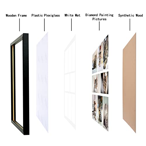 LTYHHK 4x6 Collage Picture Frame 8 Openings Solid Wood, Displays 8 Opening 4x6 with Mat or 16x20 Inch without Mat, Collage Photo Frames Black Family Picture Frame Multi-Photo Set (LMK05a)