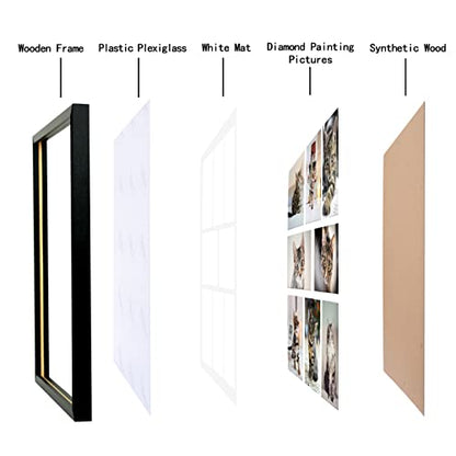 LTYHHK 4x6 Collage Picture Frame 8 Openings Solid Wood, Displays 8 Opening 4x6 with Mat or 16x20 Inch without Mat, Collage Photo Frames Black Family Picture Frame Multi-Photo Set (LMK05a)