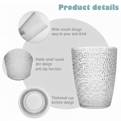 Acrylic Drinking Glasses, Reusable Plastic Cups Water Tumbler (Clear) | Textured Acrylic Drinkware with Stackable Design, Unbreakable Cups for Juice, Parties, Bars and Home Use, Dishwasher Safe - color: Clear
