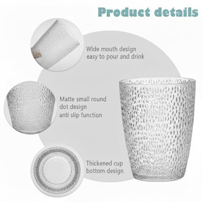 Acrylic Drinking Glasses, Reusable Plastic Cups Water Tumbler (Clear) | Textured Acrylic Drinkware with Stackable Design, Unbreakable Cups for Juice, Parties, Bars and Home Use, Dishwasher Safe - color: Clear
