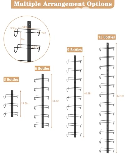 X-cosrack DIY 12 Bottles Wall Mounted Wine Rack, Detachable Wine Storage Organizer, Used Alone or A Set of 4, Wall Wine Display, for Kitchen, Dining Room, Bar, Wine Cellar - size: 1 Pack (12 Bottles)