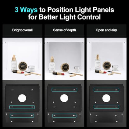 EMART Light Box Photography 14"x15" CRI>95 Photo Box for Photobooth Jewelry | 102 LEDs Lights,4 Color Backdrop,Portable & Sturdy,For Toys Watches Cosmetics Photo Studio Products Displays Photography