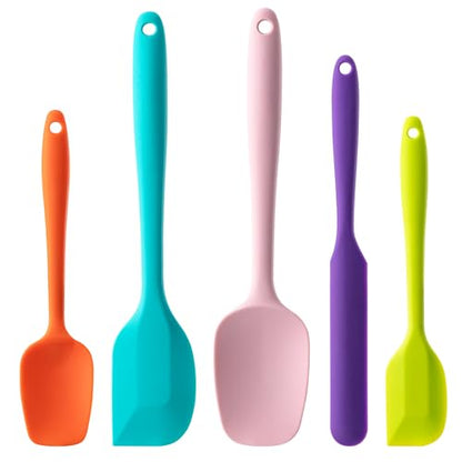 Silicone Spatula Set,5 Piece Food Grade Rubber Spatulas,Multicolor | Spatulas Silicone Heat Resistant for Baking,Cooking,and Mixing High Heat Resistant Non Stick Dishwasher Safe BPA-Free - color: Multicolor