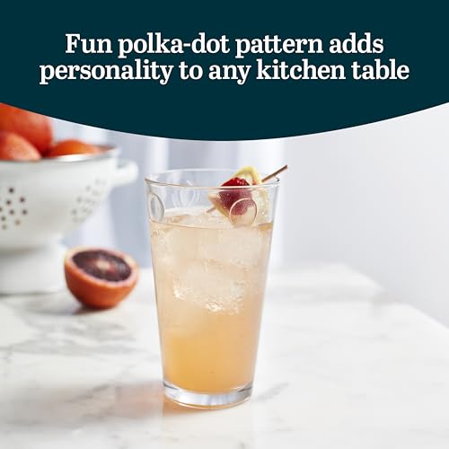 Libbey Reno Tumbler Drinking Glasses, Polka Dot Pattern Tall Glass Tumbler Set of 8, Compact, Fun Glass Cups Set for Everyday Use, Casual Parties - color: Reno