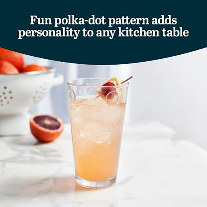 Libbey Reno Tumbler Drinking Glasses, Polka Dot Pattern Tall Glass Tumbler Set of 8, Compact, Fun Glass Cups Set for Everyday Use, Casual Parties - color: Reno