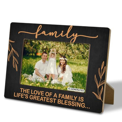 Family Gifts, Wooden Picture Frame - The Love of a Family is Life's Greatest Blessing, Gift for Dad, Mom, Grandparents, Father, From Son, Daughter, Rustic Photo Frames 4 x 6-Nature Wood Texture A4 - color: Color 05