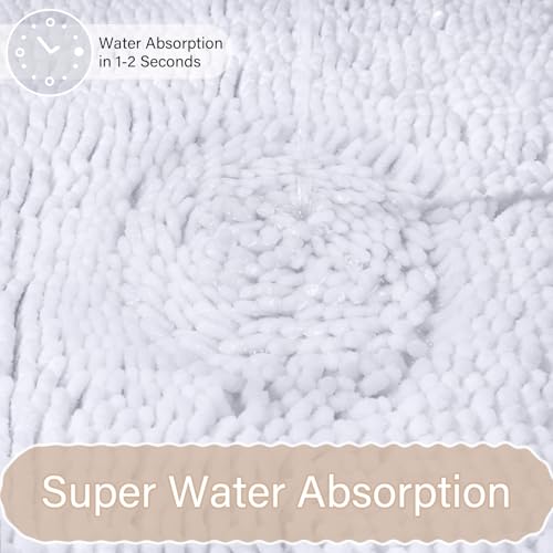 Bathroom Rug Sets 2 Piece, 20"x20" U-Shaped & 21"×34", White | Toilet Mat Non Slip Bath Mats Floor Set, Washable Bath Rug Set, Absorbent Soft Bathroom Rug - color: White