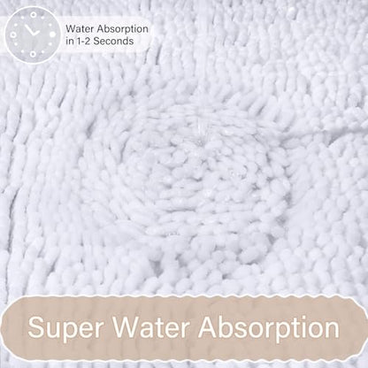 Bathroom Rug Sets 2 Piece, 20"x20" U-Shaped & 21"×34", White | Toilet Mat Non Slip Bath Mats Floor Set, Washable Bath Rug Set, Absorbent Soft Bathroom Rug - color: White