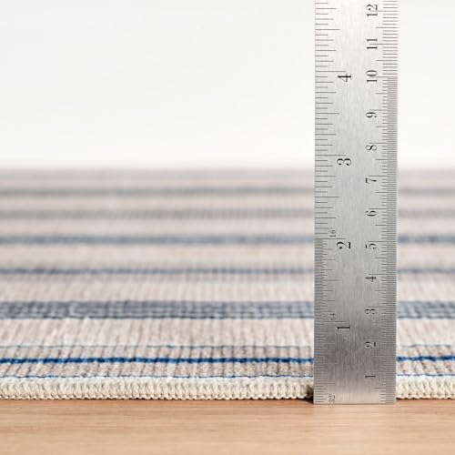 Dash & Albert Nimes Ticking Neutral Striped Washable Rug, 2'x3' | Neutral Machine Washable Rug, , Stripe Pattern - size: 2' x 3' (Rectangular)