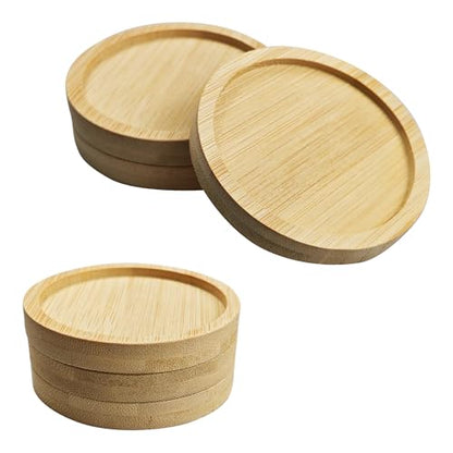 6Pcs 2.5” Bamboo Plant Saucer, Round Pot Tray for Indoor Planters, Succulent Holder Drainage Tray, Versatile Coaster Set for Home Office Decor - size: 2.5”