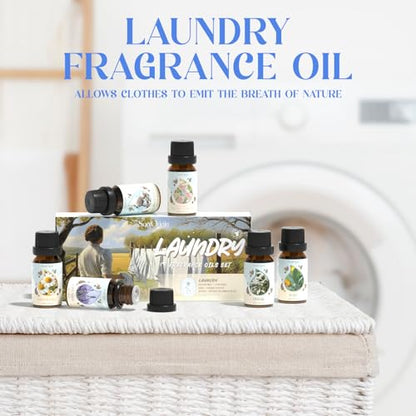 Soulorigin Laundry Fragrance Oils Set, Essential Oil for Diffuser, Aromatherapy Gift, Clean Scent Diffuser Oil, Use with Wool Dryer Balls,Chamomile, Fresh Cotton, Sage, Cedar, Lavender, Cherry Soap - color: Laundry