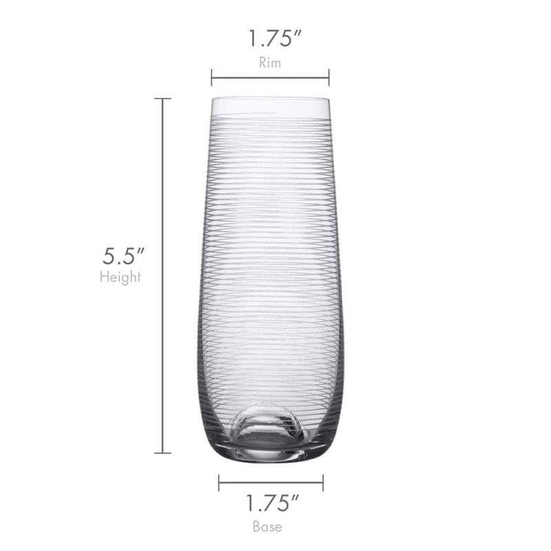 Mikasa Cheers Stemless Flutes, 7.5 Oz - Clear, Set of 4 | Lead-Free Crystal Drinkware with Dot, Line & Swirl Designs for Champagne, Prosecco, Cocktails & Mimosas, Dishwasher Safe - style: Stemless Flutes