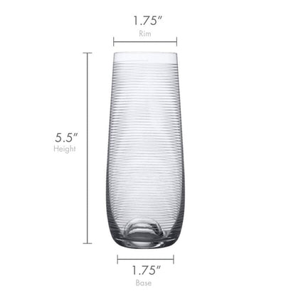 Mikasa Cheers Stemless Flutes, 7.5 Oz - Clear, Set of 4 | Lead-Free Crystal Drinkware with Dot, Line & Swirl Designs for Champagne, Prosecco, Cocktails & Mimosas, Dishwasher Safe - style: Stemless Flutes