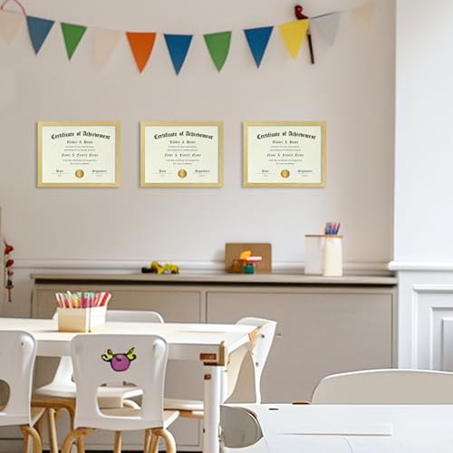 ELSKER&HOME 8.5x11 Certificate Frame 6 Pack,Gold with Glass | 8.5x11 Picture Frame with Semi-Tempered Glass Wood Composite Award Diploma Frame Includes Hanging Hardware and Desktop Easel - color: Gold 6P, size: 8.5x11