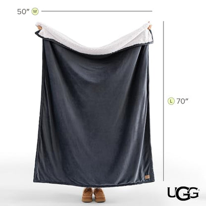 UGG Bliss Fleece Plush Throw Blanket for Couch, 50''x70'', Imperial Blue | Soft, Cozy, Reversible, Oeko-Tek Compliant, Easy Care, Medium Weight, Giftable Blanket, Year-round Use - color: Blue