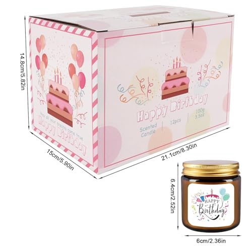 12-Pack Birthday Scented Candles, 3.05 oz Each, Natural Soy Wax, Long-Lasting Romantic Fragrance, Funny Happy Birthday Gift Set, Unique Gifts for Women Men, Gift-Ready - color: 12Pack-Birthday
