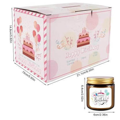 12-Pack Birthday Scented Candles, 3.05 oz Each, Natural Soy Wax, Long-Lasting Romantic Fragrance, Funny Happy Birthday Gift Set, Unique Gifts for Women Men, Gift-Ready - color: 12Pack-Birthday