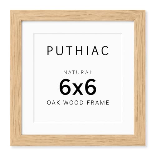 6x6 Solid Oak Wood Picture Frame with 4x4 Mat, Natural Oak, 1 Pack | Minimalist oak frame; fits 4x4 with mat or 6x6 without; wall/tabletop display for photos, art prints, desks or gallery walls - color: Beige-1P, size: 6x6