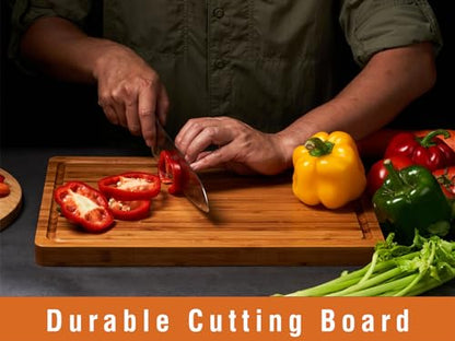 Allsum Bamboo Cutting Boards for Kitchen, 1" Extra Thick Wood Butcher Block, Heavy Duty Wooden Chopping Block, Charcuterie Boards & Cheese Platter - size: 14"L x 10"W