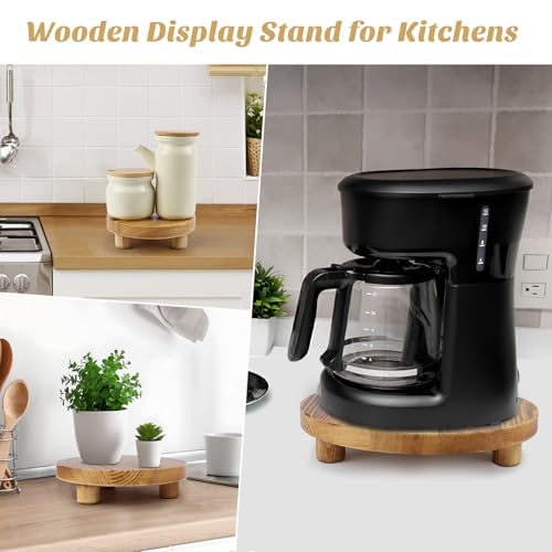 Wooden Plant Stands,Wood Risers Indoor Outdoor for Decor,Wooden Stool Display Stand for Home Table Bathroom Kitchen,Round Brown,3PCS