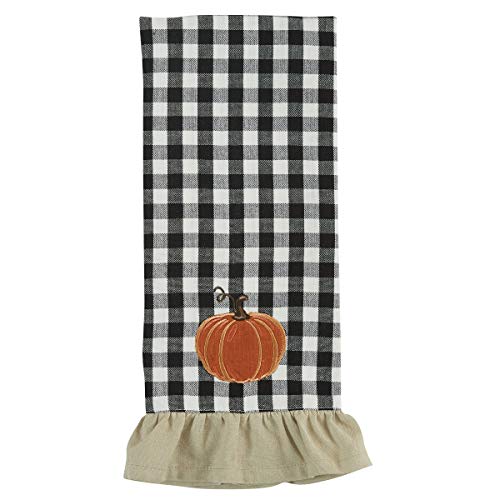 Park Designs Autumn Checkerboard Dishtowel Set of 2 | 28" x 18" | Cotton | Buffalo Check Pumpkin Applique | Black & White | Fall Kitchen Decor - color: Autumn Checkerboard Decorative Dishtowel Set of 2