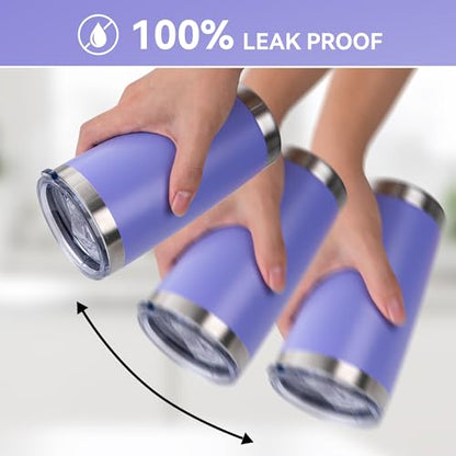 20 oz Tumbler Stainless Steel Tumblers Bulk with Lid Double Wall Insulated Coffee Tumbler Cups for Hot & Cold Drinks Powder Coated Travel Coffee Tumbler Mug Metal (Lavender, 6 pack) - color: Lavender, size: 20 ounces (6 pack)