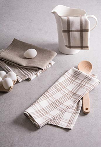 DII Assorted Woven, Kitchen Dishtowel Set, 18x28, Brown, 5 Piece - color: Brown