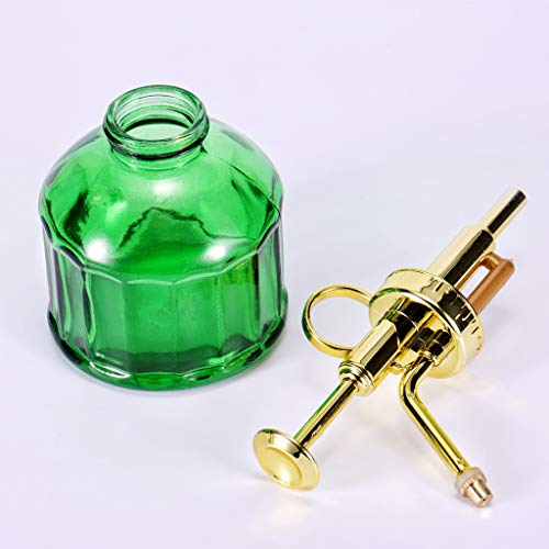Glass Plant Mister - 6.5" Green Glass Water Spray Bottle with Gold Top Pump, Small Plant Sprayer for Indoor/Outdoor House Plants - style: Green+Gold B