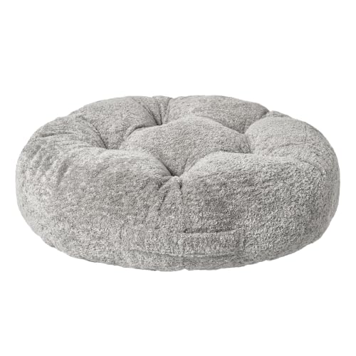 Floor Cushion Pillow, Portable Large | Meditation Adult Sitting Pillow with Handle for Tatami, Living Room & Yoga (1, Round, Gray, 22 x 22 x 6 inches) - color: Round, Gray