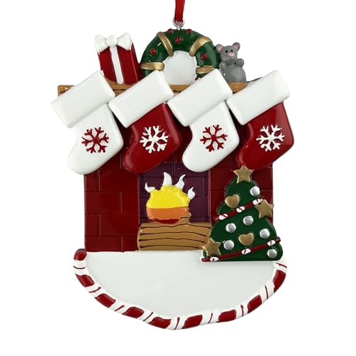 Customized and Personalized Christmas Ornament - Family of 2-6 with One Pet - Add 1 of The 26 Different Dogs and Cats to Design Your Own Custom Pet Design -Made to Order (Family of 4 with 1 Pet) - size: Family of 4 with 1 Pet