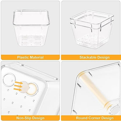 SMARTAKE 13-Piece Drawer Organizers with Non-Slip Silicone Pads, 5-Size | Clear Desk Bathroom Drawer Organizer Trays Storage Tray for Makeup, Jewelry, Utensils in Bedroom Dresser, Office and Kitchen - size: 13 PCS