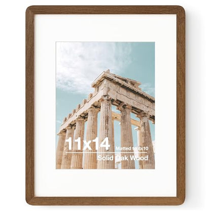 11x14 Picture Frame | Solid Oak Wood 11 x 14 Picture Frame With Mat For 8x10 | 11x14 Poster Frame | Plexiglas And Hanging Hardware Included | 11 By 14 Photo Frame Wood (Walnut, 1 Pack) - color: Walnut, size: 11''x14''-1P