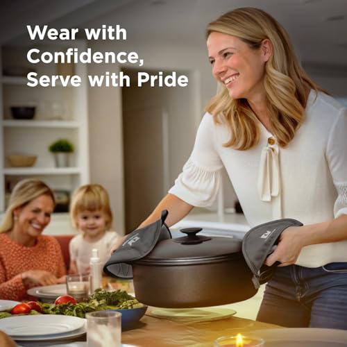 Kitchen Mama Silicone Pot Holders, Metal Gray | Heat Resistant, Non-Slip Surface, Dual Pocket Design, Soft Cotton Lining - color: Metal Gray