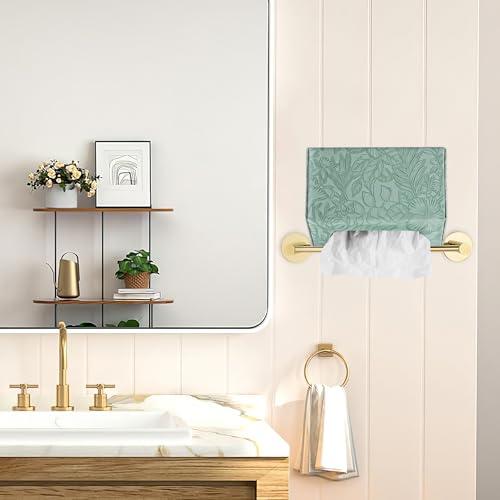 Hand Towels Box Cover,PU Leather Tissue Box Cover Holder Compatible with Kleenex Disposable Paper Hand Towels Suitable for Dining,Kitchen,Bathroom(1-Carved Dark Green) - color: 1-carved Dark Green2