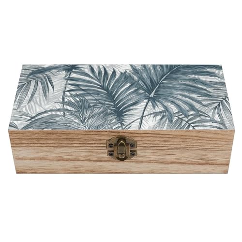 MUSM Vintage Wooden Storage Box, Gray Blue Style Keepsake Box for Jewelry, Photos, Letters, Elegant Desktop Organizer for Home & Office Decor