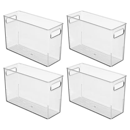 iDesign Tall Plastic Storage Bin with Handles, Set of 4, Clear | For Fridge or Freezer, Made in USA - style: Pack of 4