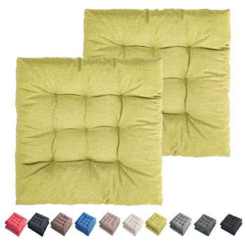 Outdoor Indoor Chair Cushions 20"x20" - Patio Furniture Cushion Set of 2 Comfortable Non-Slip Seat Pads Cover for Wicker Adirondack Deck Rocking Metal Chairs Universal Fit (2, Olive Green) - color: Olive Green