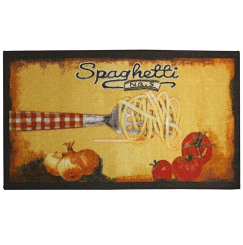 Kashi Home Kitchen Rug, Area Rug, Mat, Beautiful Print Non-Skid Latex Back Spaghetti 20x40 Rectangle - color: Spaghetti, size: 20x40 Rectangle
