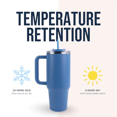 Hogg Big Swig 40oz Tumbler with Handle and Straw - Steel Blue, 40 oz Tumbler, Insulated Cup with Handle, 40oz Water Bottle with Straw, Thermal Cups, Leak Proof Lid, Travel Mugs, Stainless Steel - color: Steel Blue