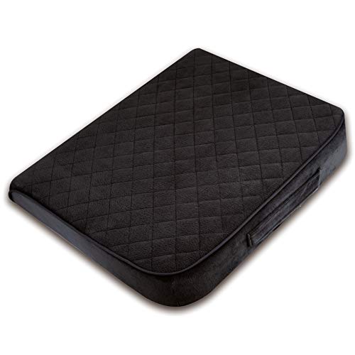 Large 19"x17"x3.25" Medium-Firm Memory Foam Seat Cushion with Cooling Effect, Washable Cover and Non-Slip Base for Office Chairs, Wheelchairs, Recliners, Cars - Back Pain Relief - Black - color: Black