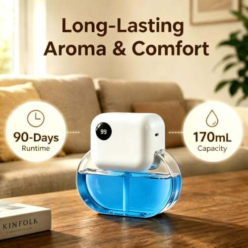 Aroma Diffuser with 170ML Essential Oil Set for Home,Ocean Citrus | Aromatherapy Diffuser with 6 Adjustable Mist Modes, 90 Days Long-Lasting Runtime, Ultra Quiet 35dB Operation, 7-Color Light - color: Blue
