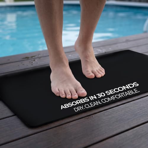 Homergy Bath Mat for Bathroom Non Slip, Quick Dry, 16x24 in, Black | Ultra absorbent, machine washable, mildew resistant shower mat with rubber backing for tub, poolside and outdoor showers - color: Black, size: 16" x 24"