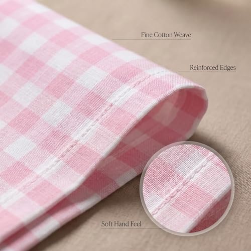 Urban Villa Cloth Napkins Cotton 12x12 (Set of 12) Pink/White - color: 017 Pink/White Checks, size: 20" x 20" (Set of 12)