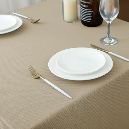 Biscaynebay Textured Fabric Tablecloths 52x70 Inches Rectangular, Natural Water Resistant Tablecloths for Dining, Kitchen, Wedding, Parties etc. Machine Washable - color: Natural, size: 70" x 52" (Rectangular)