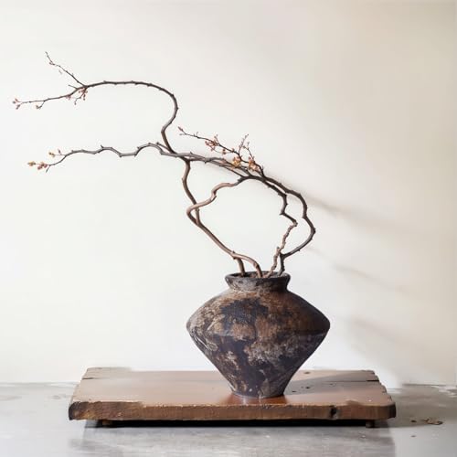 Wabi Sabi Rusty Vintage Vase, 6.3" Tall Wabi Sabi Decor Rustic Farmhouse Pottery Vase for Centerpiece, Textured Pottery Flower Vases for Home Decorative, Table, Living Room, Bedroom, Bathroom, Kitchen - color: Antique Earthwash, size: 6.3 in