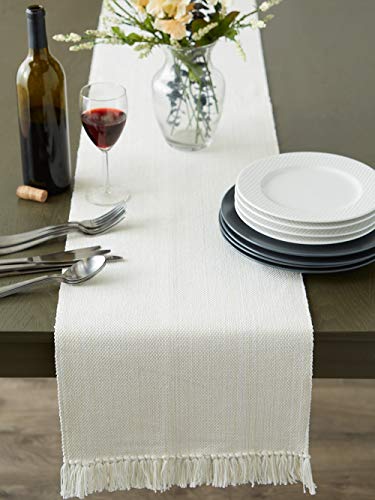 DII Variegated Tabletop Collection, Table Runner3x72, Off-White - color: Off-white, size: Table Runner, 13x72"