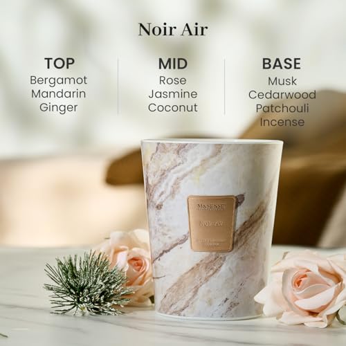 M&SENSE Extra Large Candle 35oz 150H NoirAir Scented Candle, 3 Wick Highly Scented Jar Candle, XL Candles Gift for Stress Relief, Meditation, Yoga - color: NoirAir, size: Large
